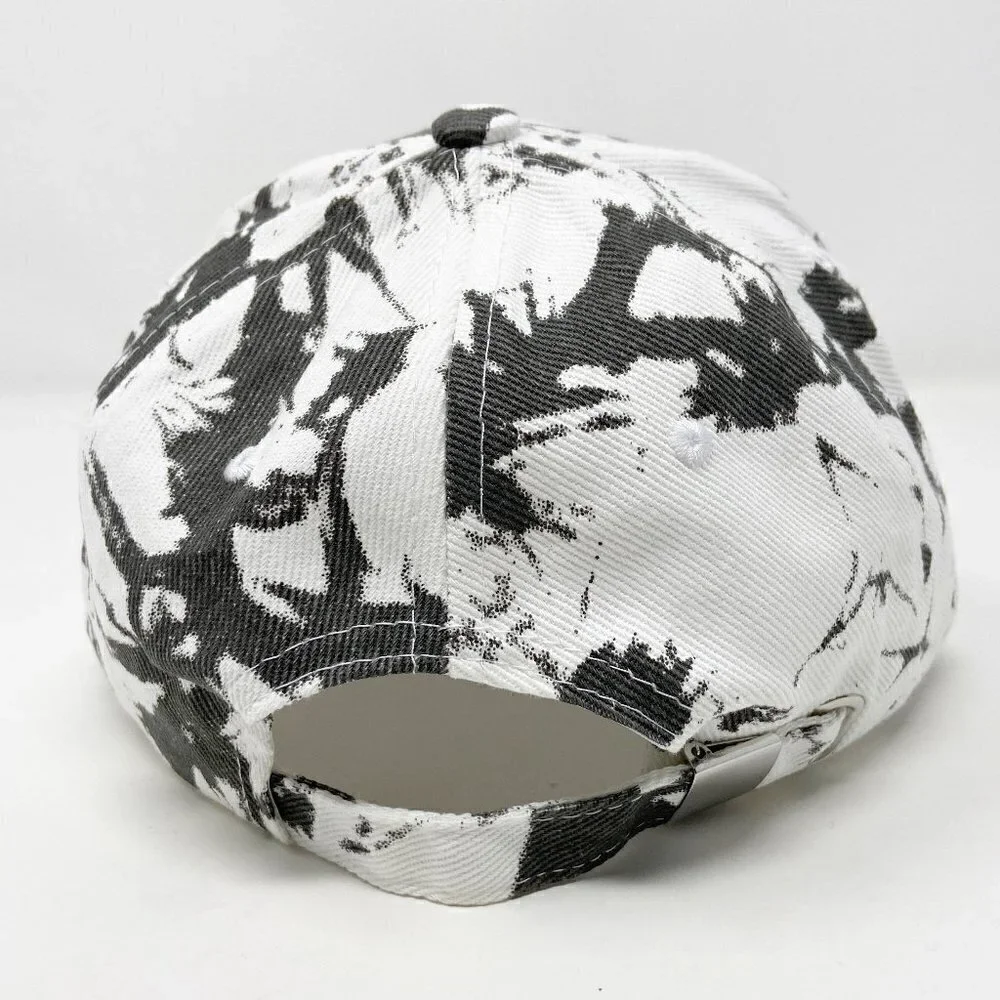 Smiley Face White Gray Tie Dye Ball Cap Hat